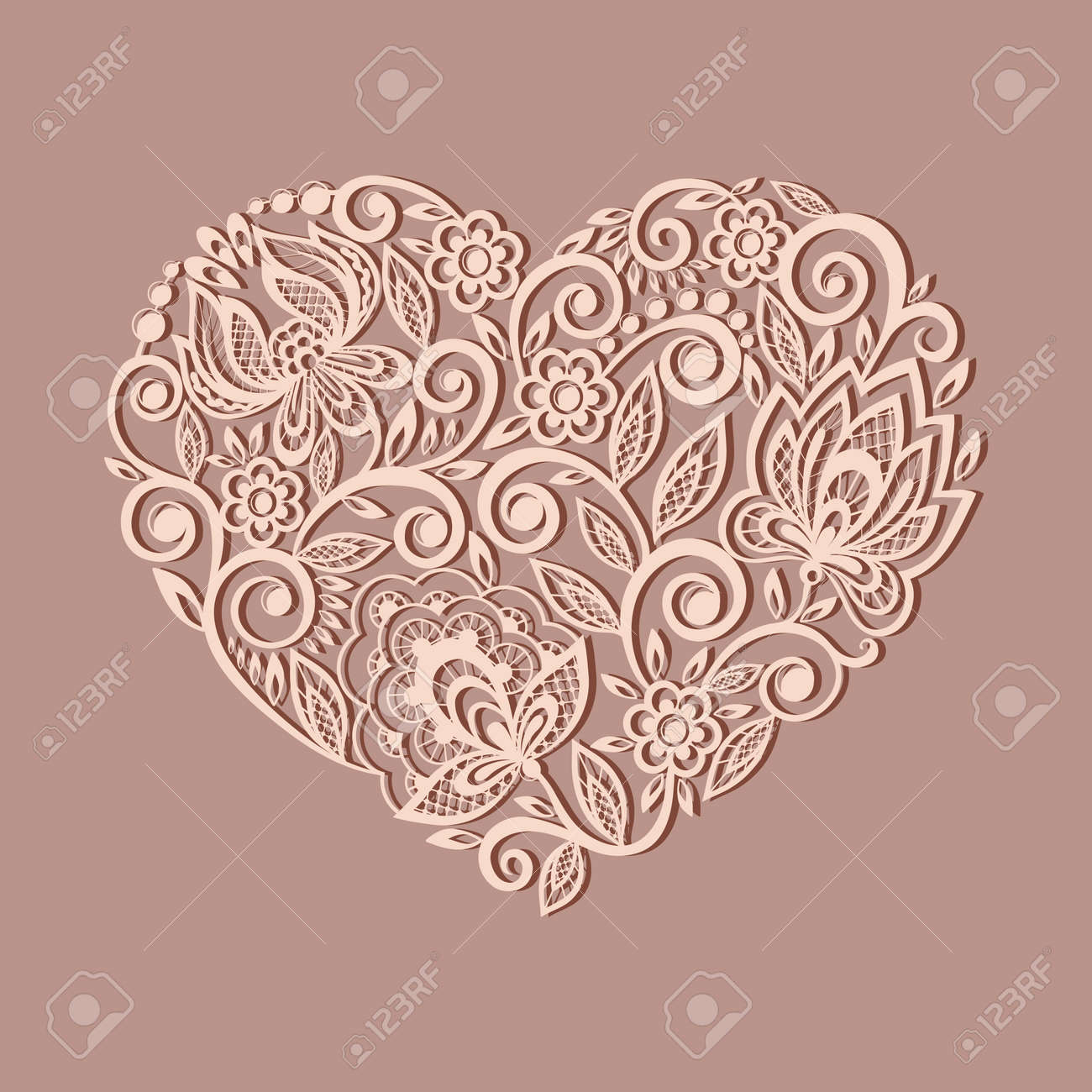silhouette of the heart symbol decorated with floral pattern, a design element in the old style. Many similarities to the author's profile - 23060657 silhouette of the heart symbol decorated with floral pattern, a design element in the old style. Many similarities to the author's profile - 23060657