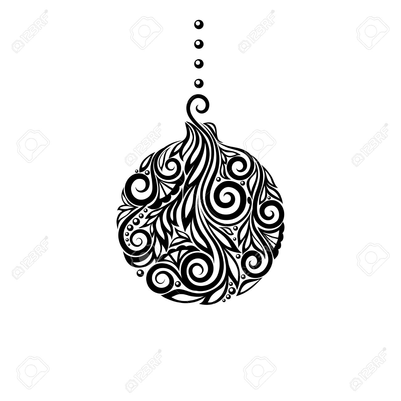 black and white christmas ball great design element for decorating black and white christmas cards