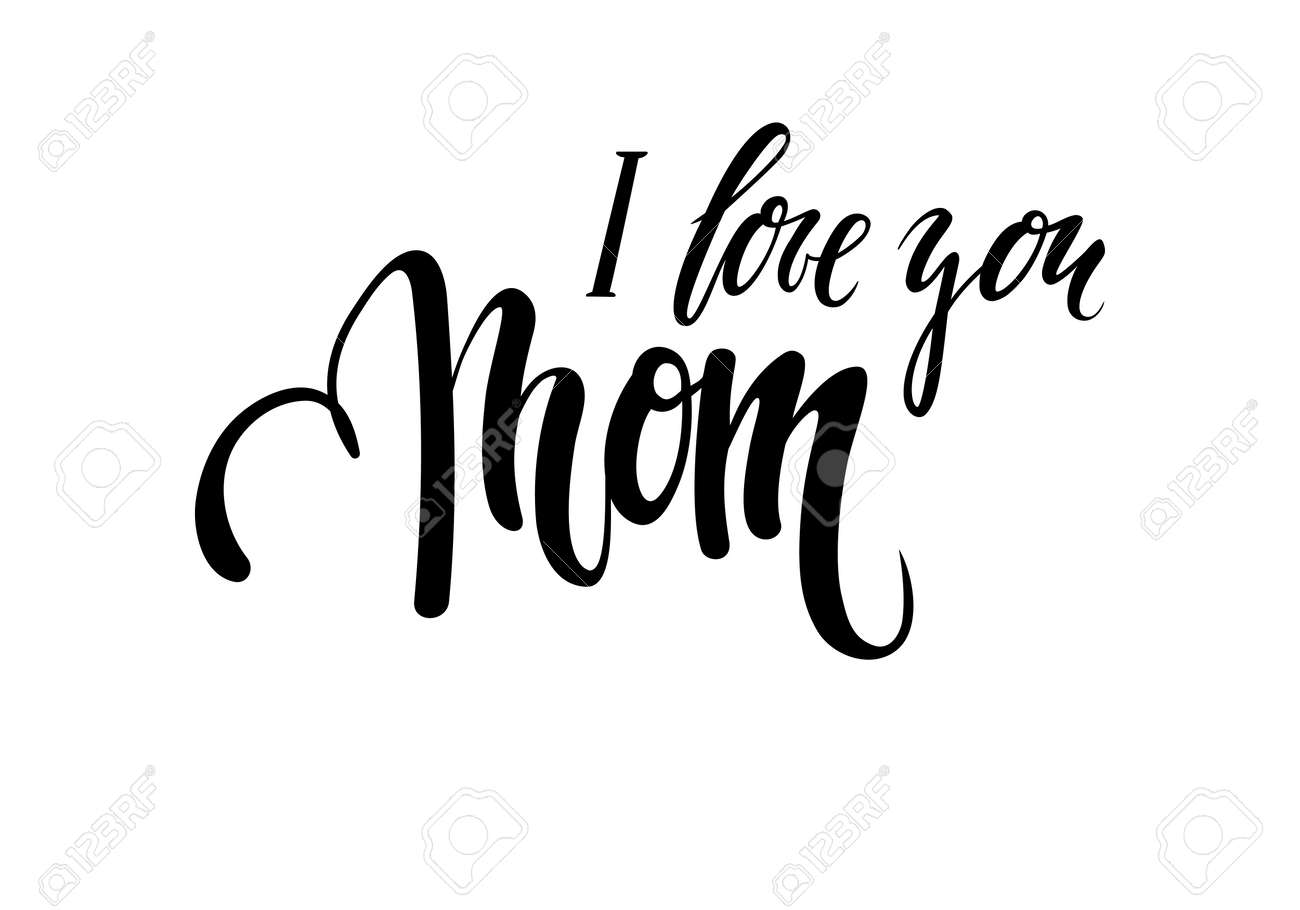 Citation Je T Aime Maman Dessines A La Main Stylo Pinceau Isole Sur Fond Blanc Conception Pour Carte De Voeux De Vacances Et Invitation De La Fete Des Meres Anniversaire Clip Art Libres