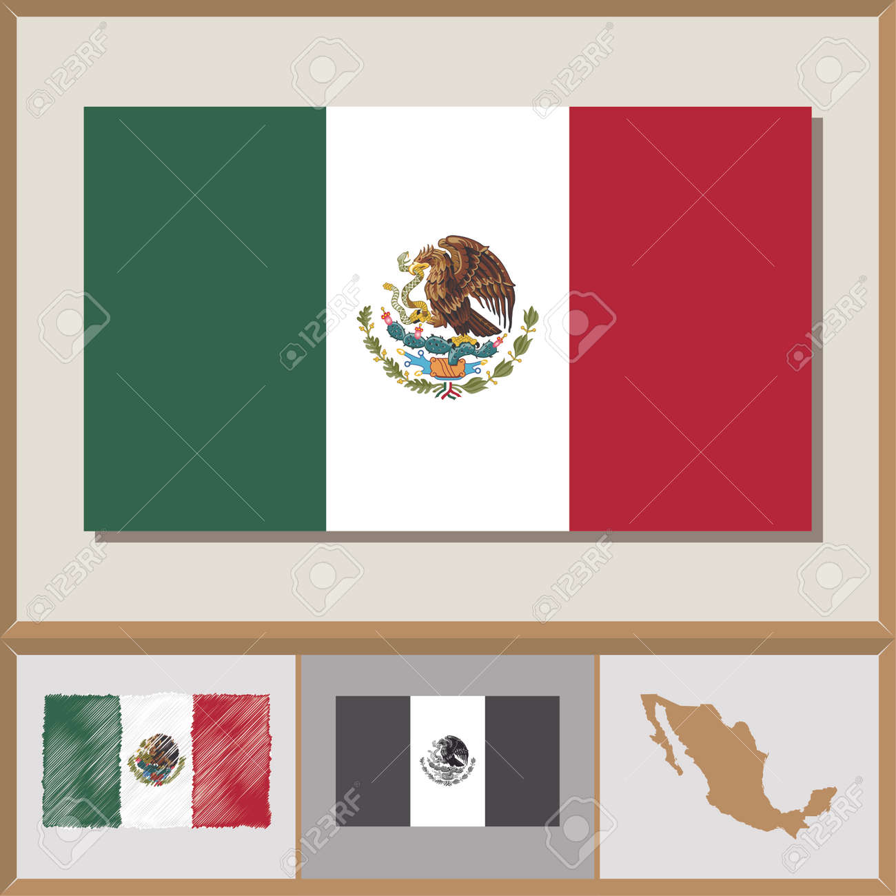 国立メキシコの国旗と国歌のシルエット のイラスト素材 ベクタ Image