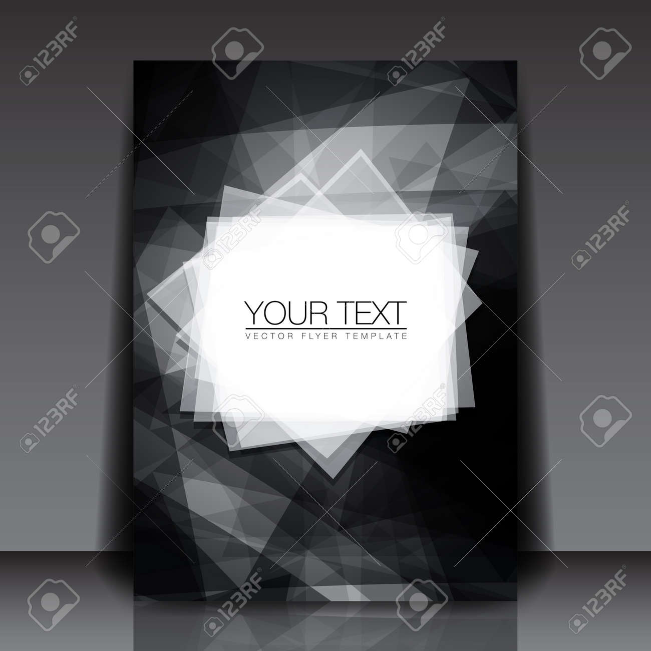 black and white abstract shapes flyer template vector design