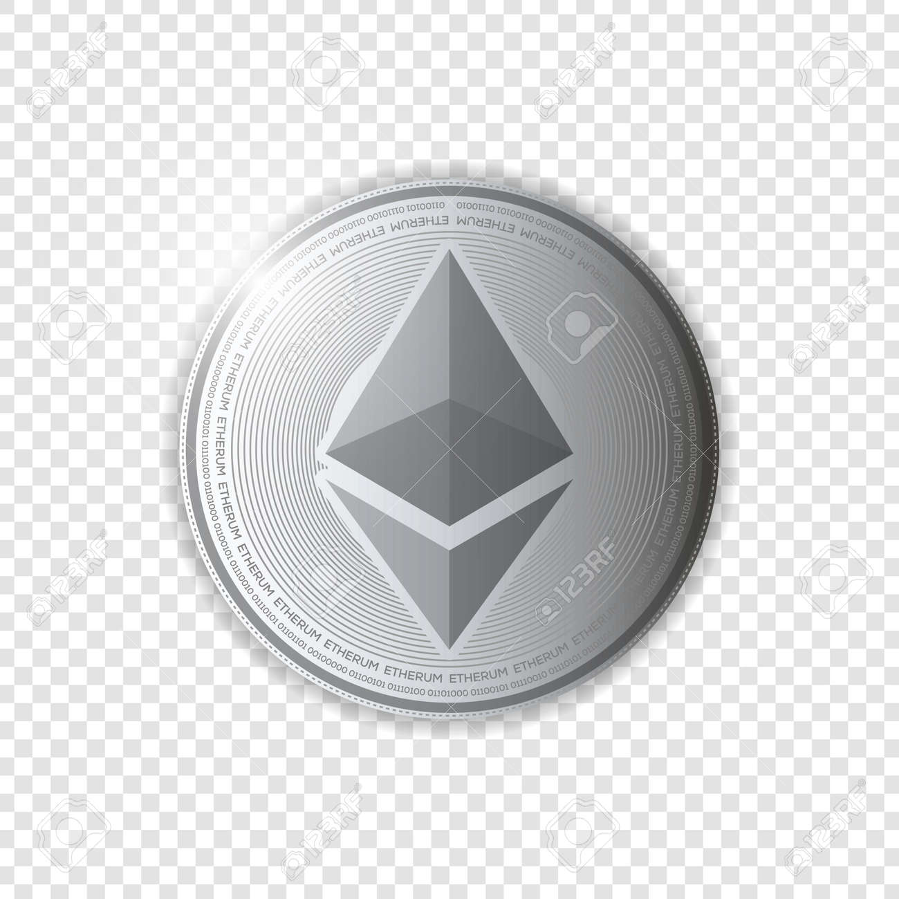 Silver Ethereum Coin. Crypto Currency Bblockchain Coin Ethereum Symbol  Isolated On Transparent Background. Realistic Vector Illustration Royalty  Free SVG, Cliparts, Vectors, and Stock Illustration. Image 98592750.