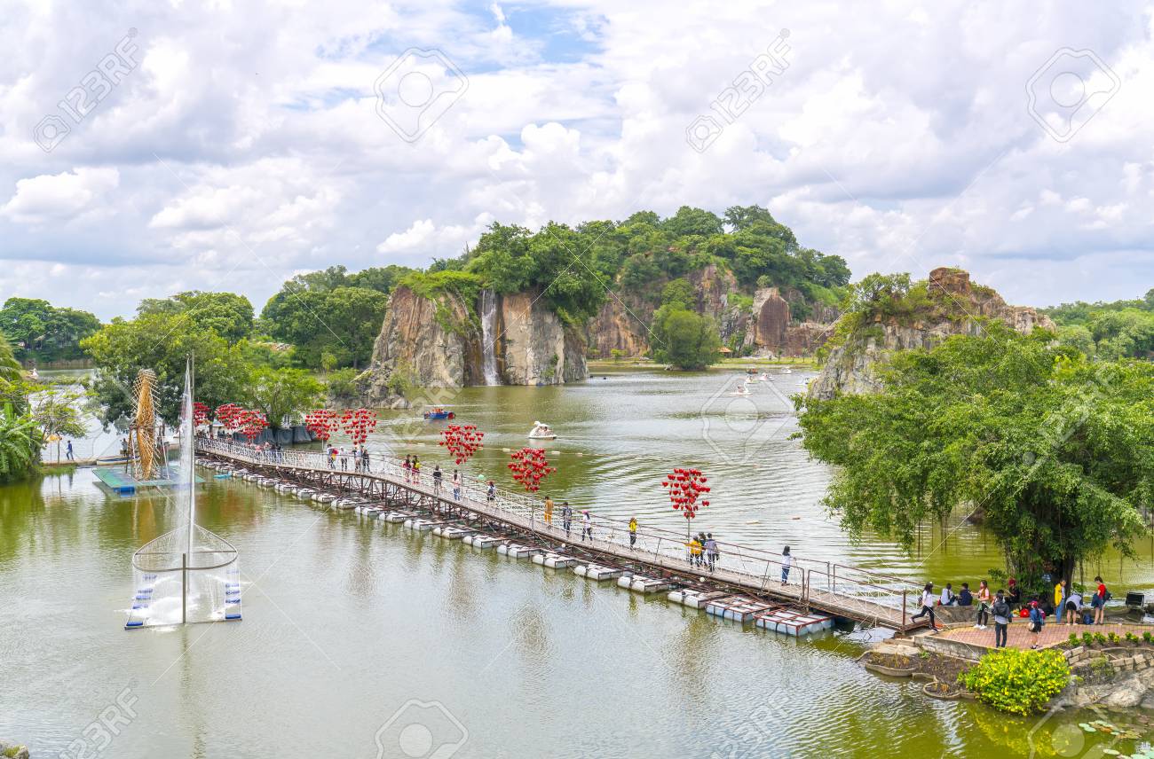 Dong Nai, Vietnam - June 4th, 2017: Panorama Of Ecotourism Area With A  Bridge Over The Peninsula In Large Lake With Many Small Islands Stock  Photo, Picture and Royalty Free Image. Image 80455504.