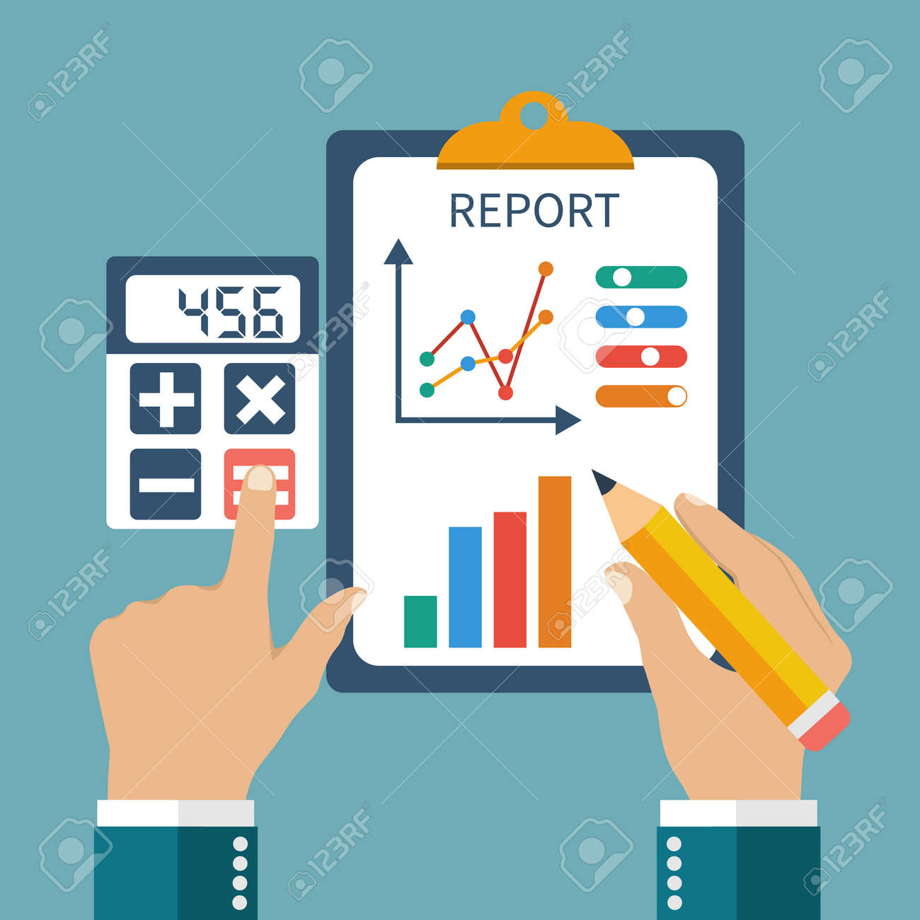 finance report concept flat style money income management