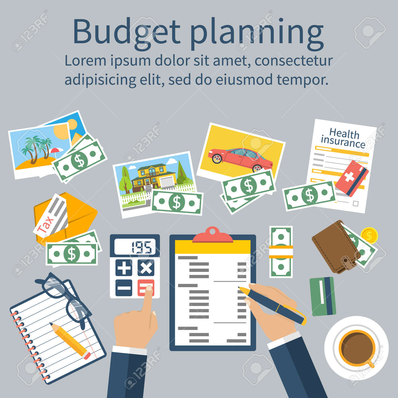 family budget planning financial accounting royalty free cliparts