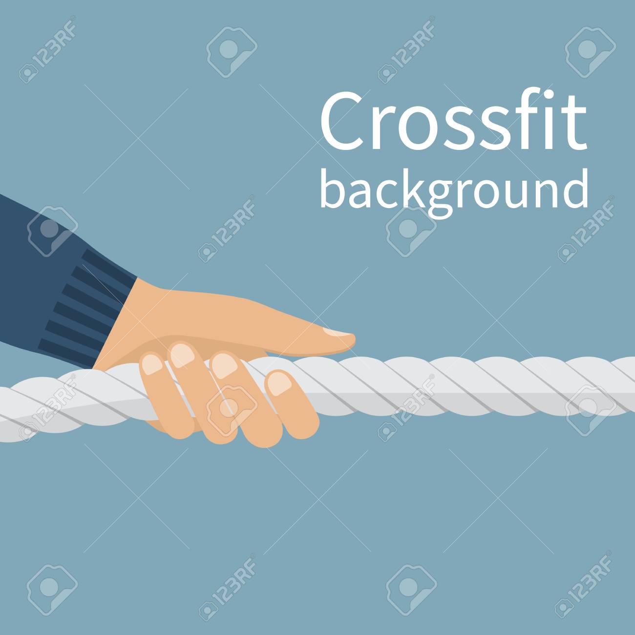 Crossfit のコンセプトです ベクトル スポーツの背景 手のロープを引っ張るします 激しい運動 ハードコア スポーツ ライフ スタイル スポーツ トレーニング 持久力の練習 フィットネスのジム のイラスト素材 ベクタ Image