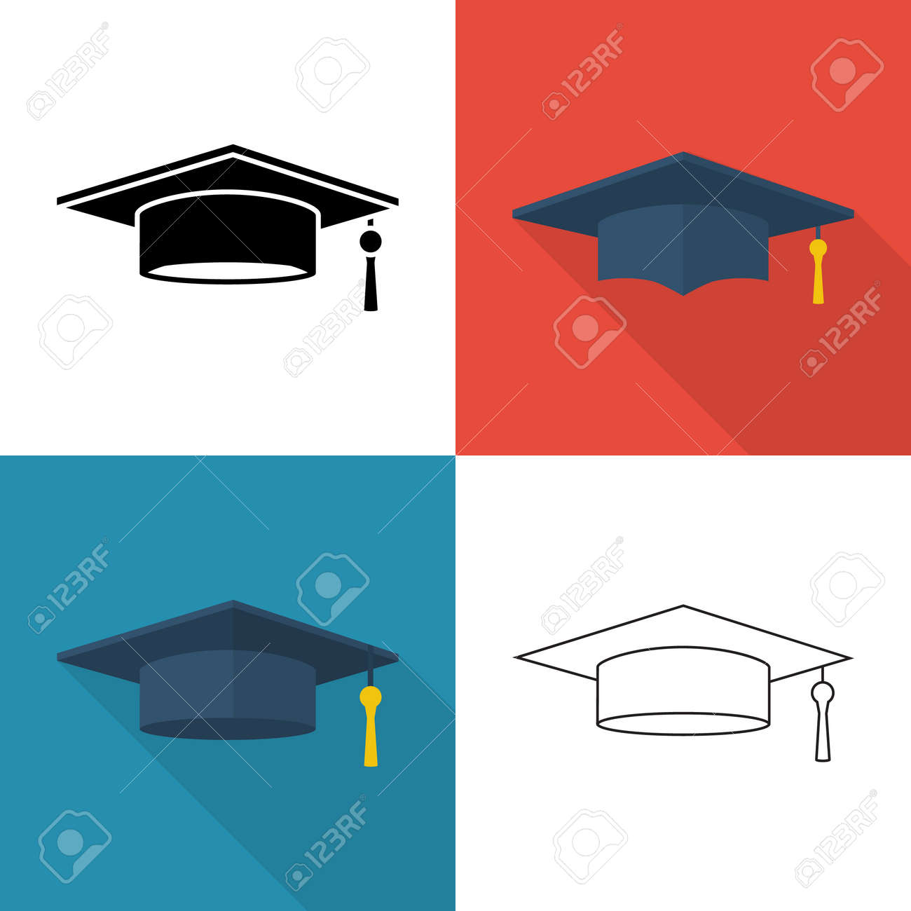 graduation cap isolated icons