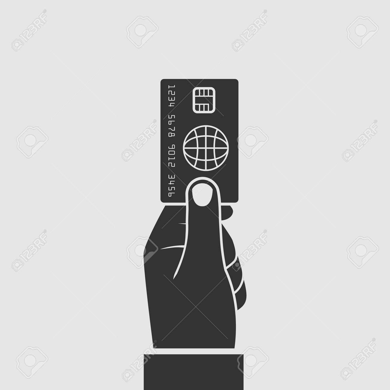 手持ち株のクレジット カードです ベクトル図 フラットなデザイン スタイル 黒シルエット アイコンが白い背景に分離されました のイラスト素材 ベクタ Image