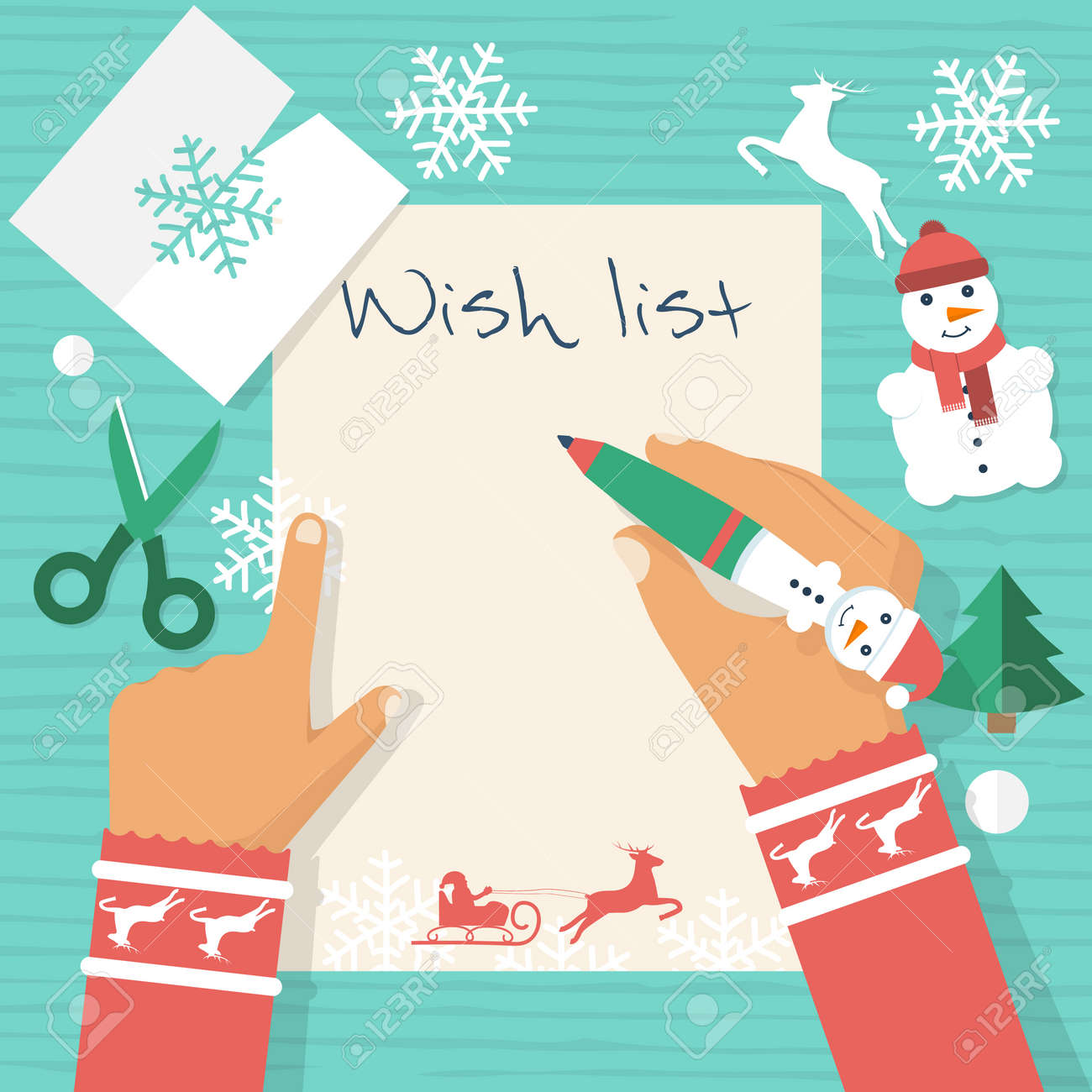 child at table writing a letter to santa claus wish list merry writing a letter to santa clause