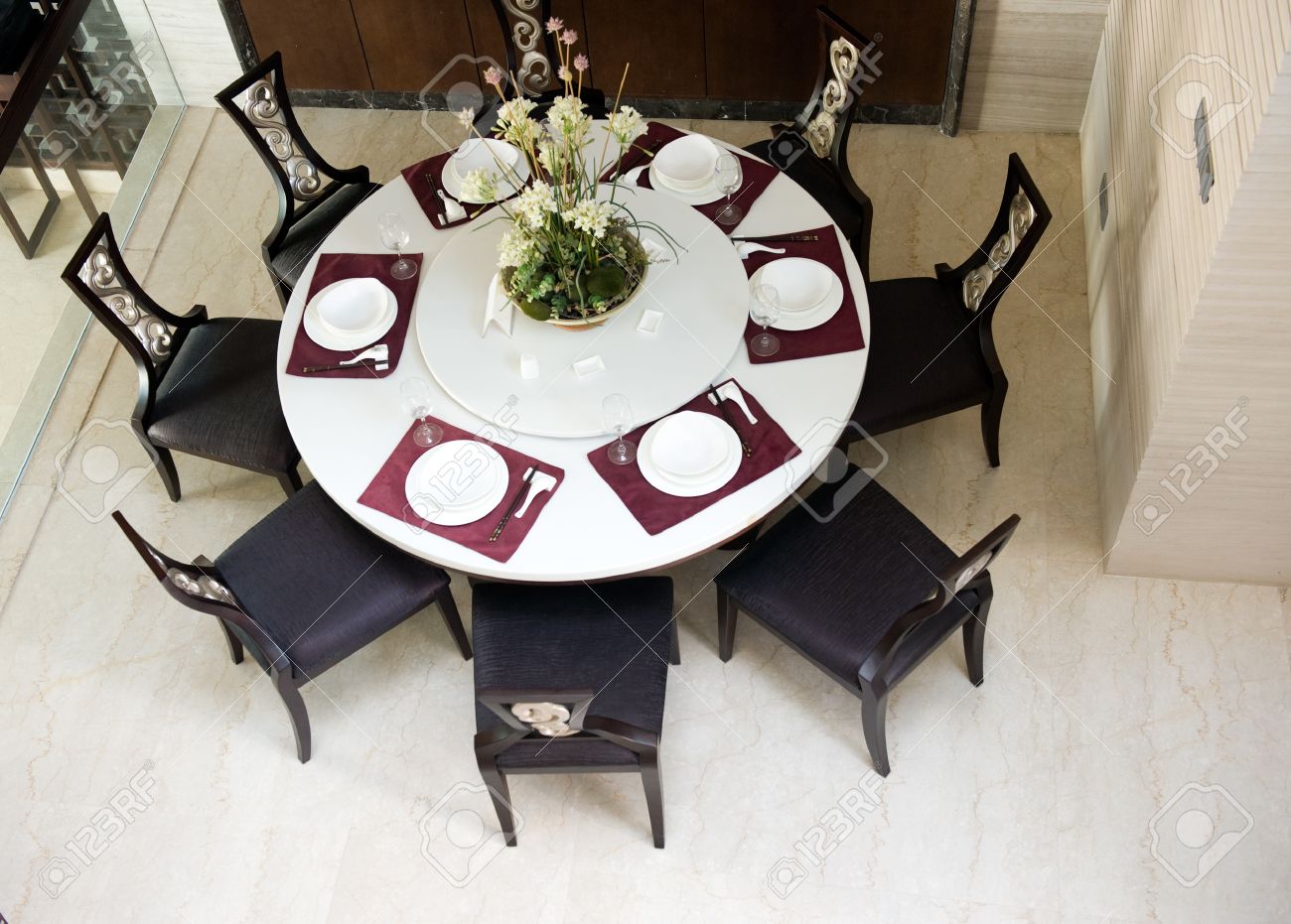 Vue De Dessus De La Salle A Manger De Style Oriental Banque D