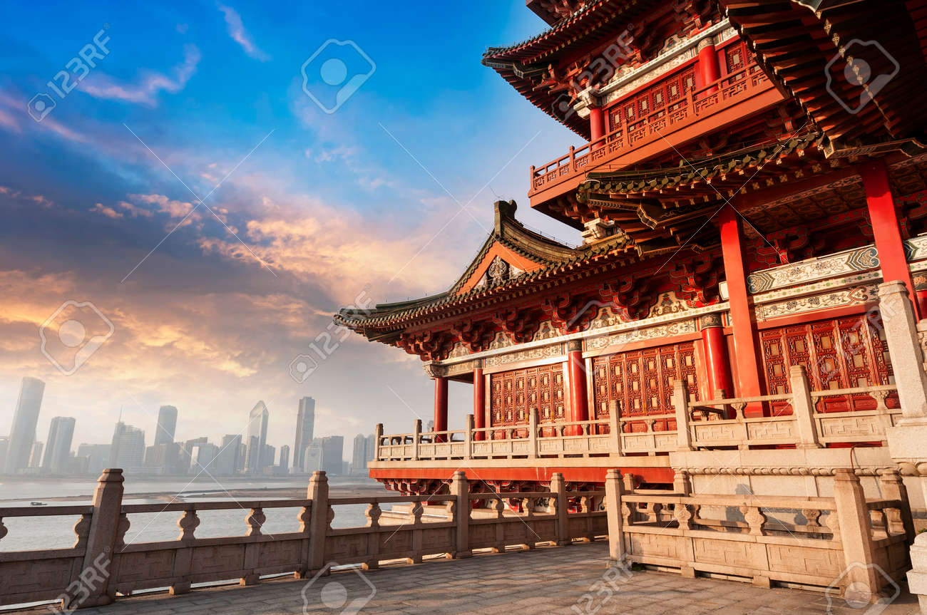 blue sky and white clouds, ancient chinese architecture stock blue sky and white clouds, ancient chinese architecture stock