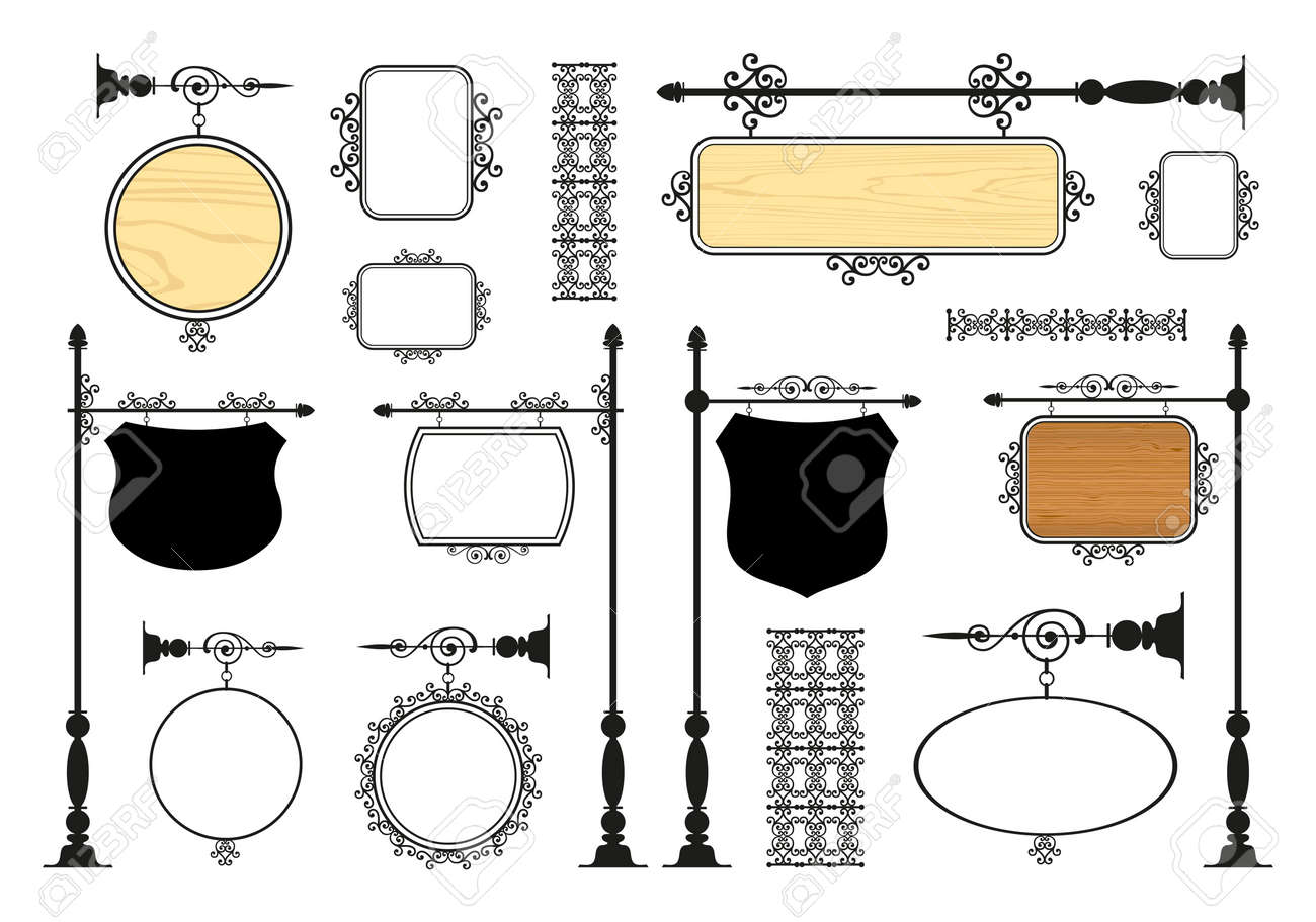 Wrought Iron Signage vector set - 39155308 Wrought Iron Signage vector set - 39155308