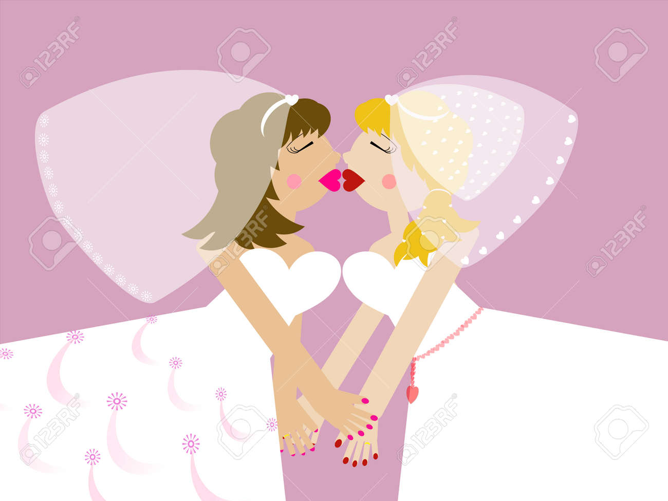 あなたの妻にキスを 花嫁のレズビアンのカップル のイラスト素材 ベクタ Image
