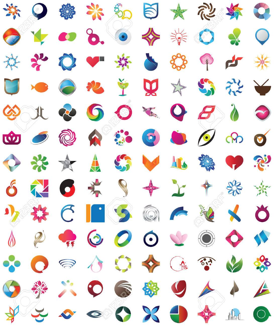 One hundred thirty pieces of trendy, colorful and unique design elements, emblems and icons - 23123981 One hundred thirty pieces of trendy, colorful and unique design elements, emblems and icons - 23123981
