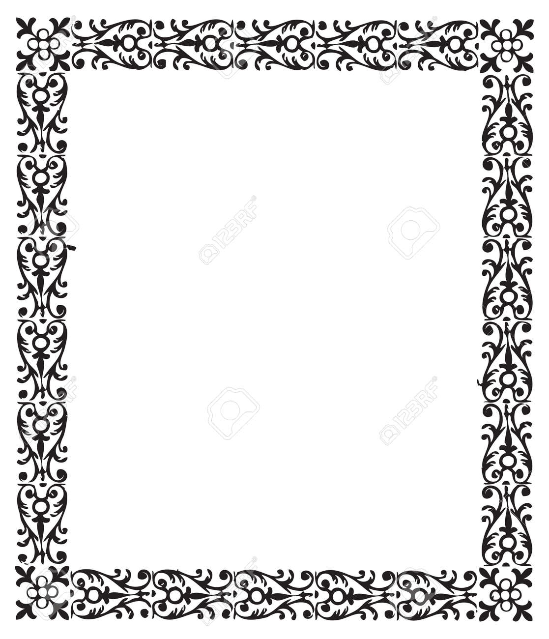 Vintage engraving frame with floral decorations - 52891680 Vintage engraving frame with floral decorations - 52891680
