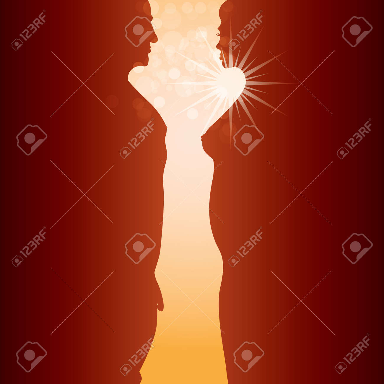 人影 イラストの裸の男性と女性の体のシルエット のイラスト素材 ベクタ Image