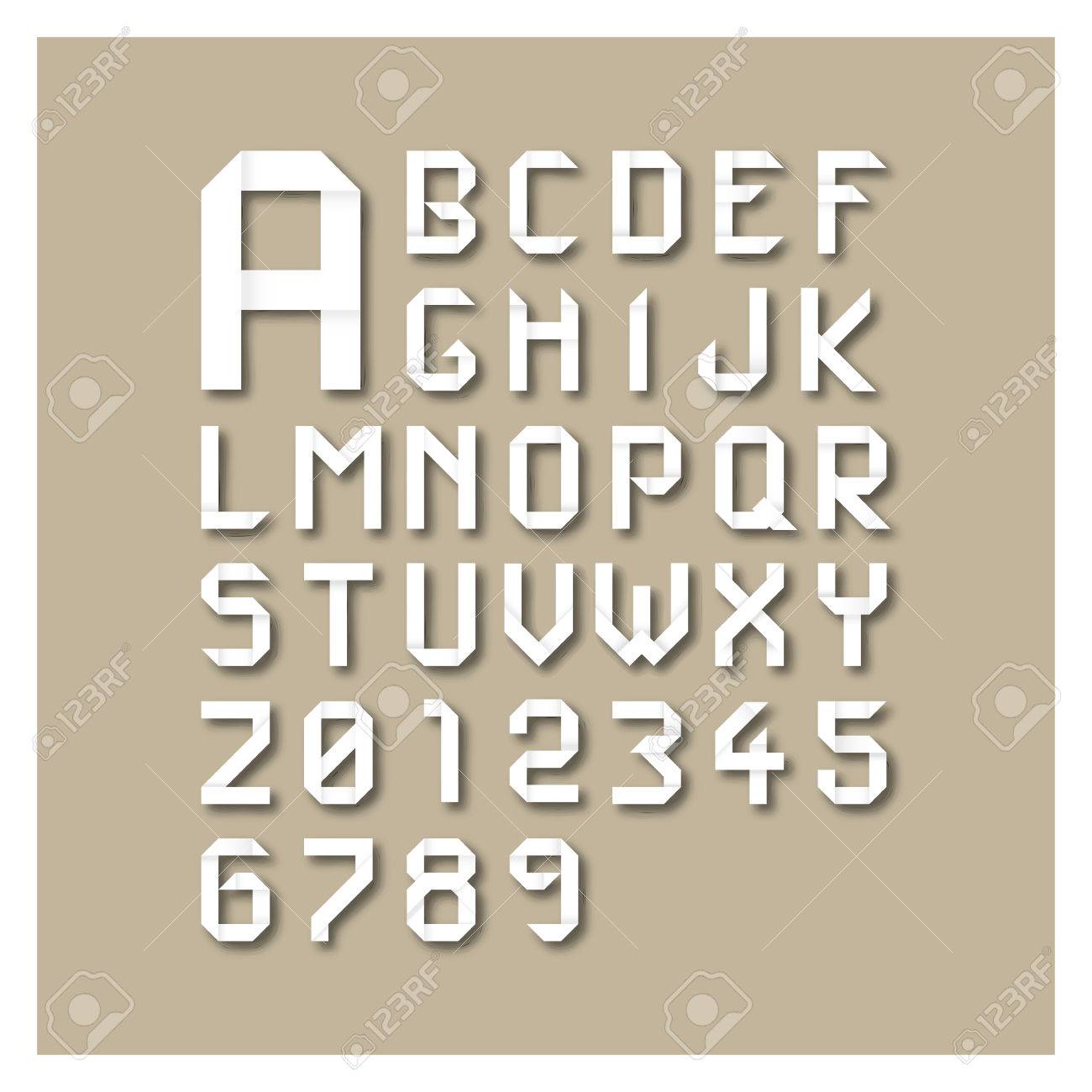 折り紙のアルファベット文字と数字のイラスト素材 ベクタ Image