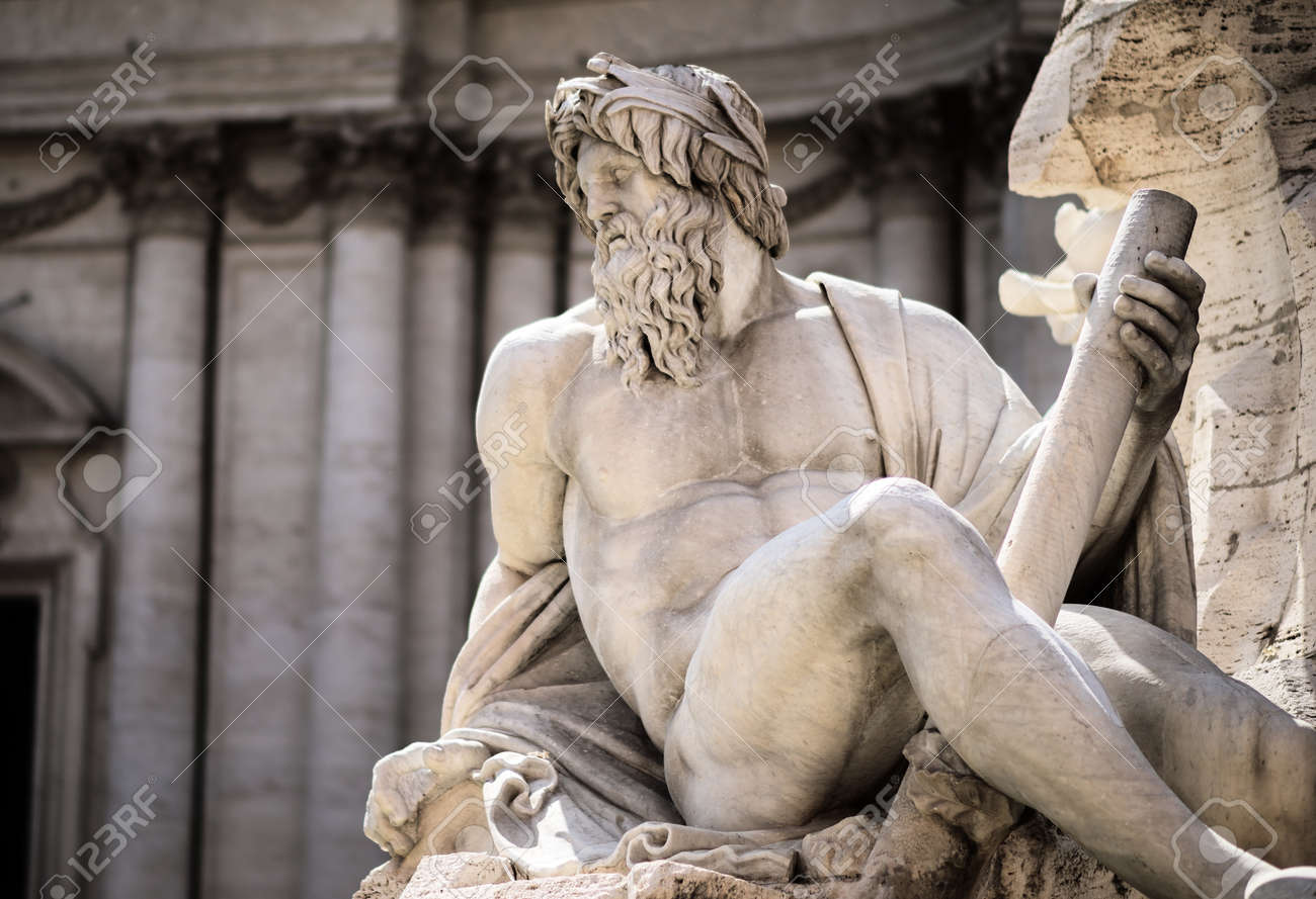 Statue Of Zeus In Fountain, Piazza Navona, Rome, Italy Stock Photo, Picture  and Royalty Free Image. Image 50577947., image size:1300x889
