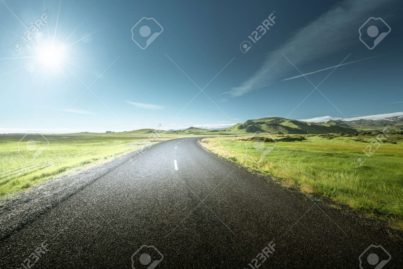 road in summer sunny Iceland - 156991867 road in summer sunny Iceland - 156991867