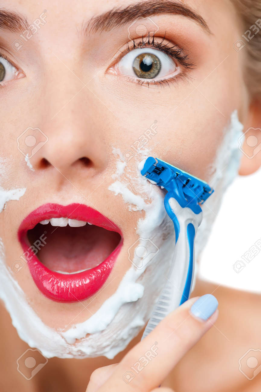 girl shaving razor