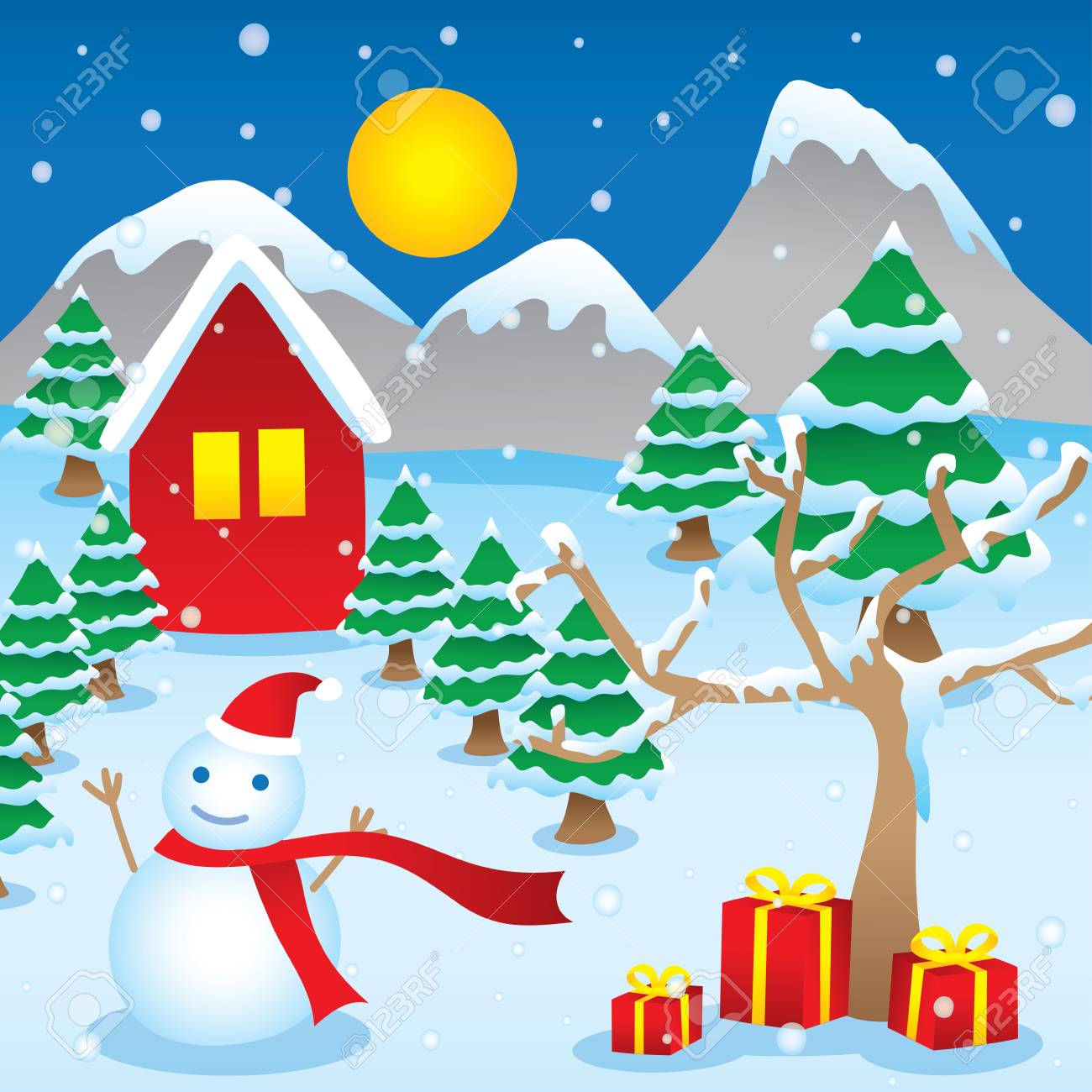 winter season new year christmas vector cartoon winter season cartoon pictures