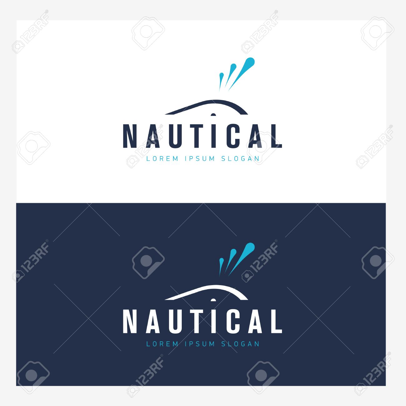 whale logo design template with abstract water fountain sea