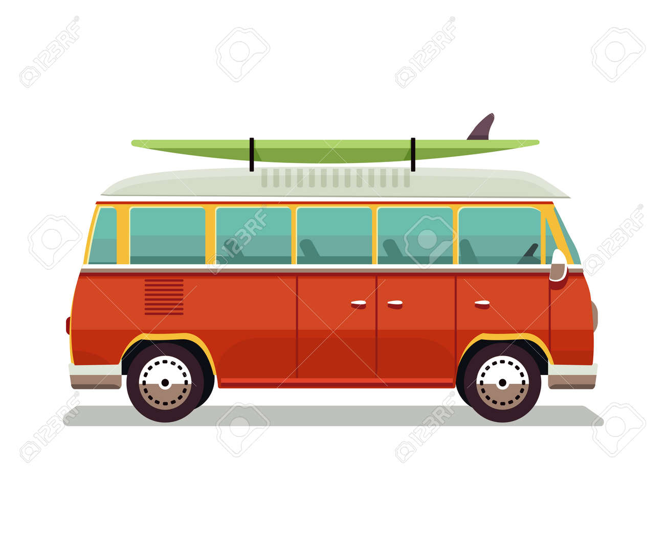 Icone De Voyage Retro Rouge Van Surfer Van Voiture De Voyage Vintage Ancien Fourgon De Camping Car Classique Retro Hippie Bus Illustration Au Design Plat Isole Sur Fond Blanc Banque D Images Et Photos