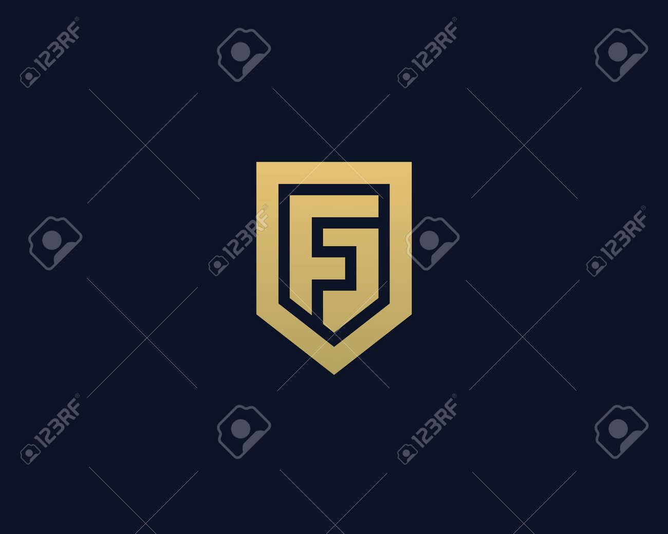 abstract letter f shield logo design template premium nominal