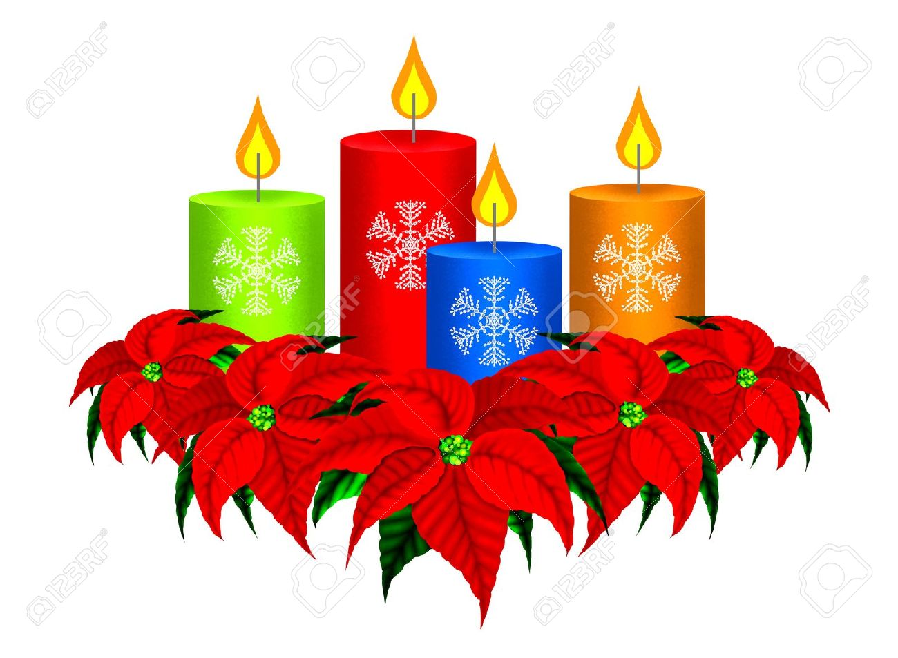 Christmas Candles And Poinsettia Christmas Flowers Stock Photo Picture And Royalty Free Image Image 14792297