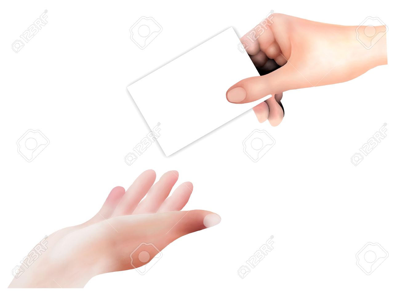 空気中の手白い背景で隔離のビジネスマンから 空のカードを受け取る手図面 人オープン の写真素材 画像素材 Image