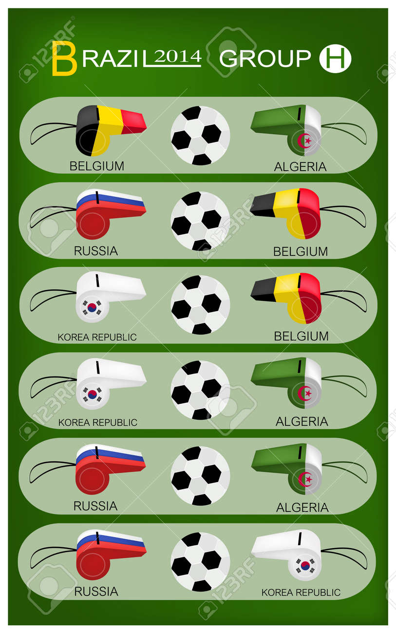 ブラジル 14年グループ H フットボールまたはサッカーの選手権ブラジルで決勝トーナメントの 4 国の国旗 のイラスト素材 ベクタ Image 6259