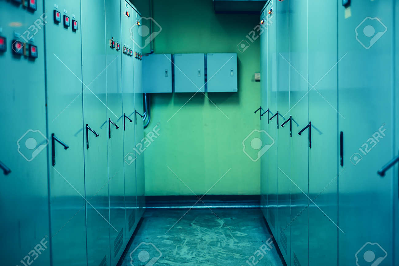 The Electrical Cabinet At Control Room With Color Filter Effect