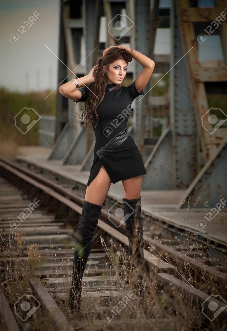 short black dress with long boots