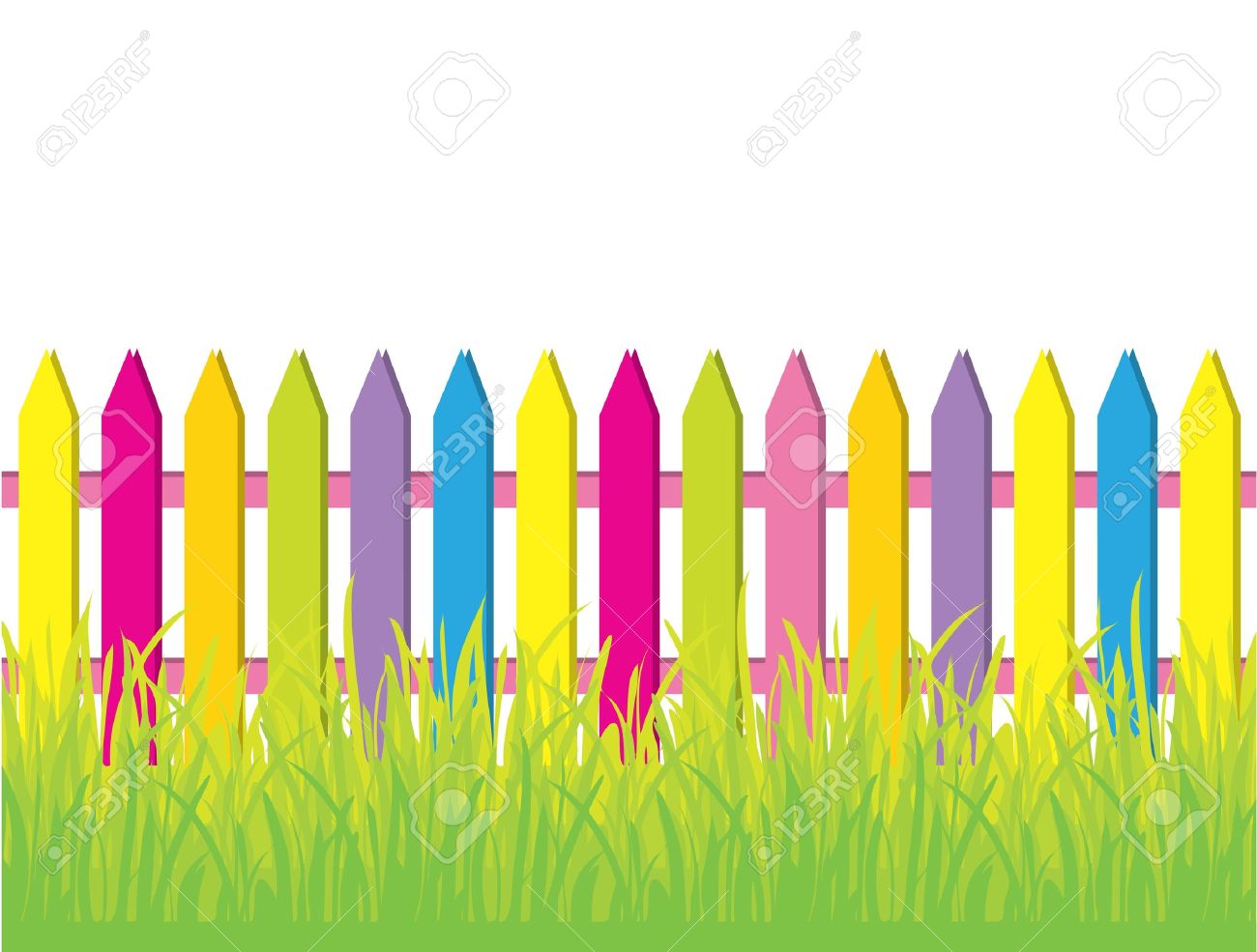http://previews.123rf.com/images/iarada/iarada1102/iarada110200053/8825228-Green-grass-and-colored-fence-Stock-Vector-fence.jpg