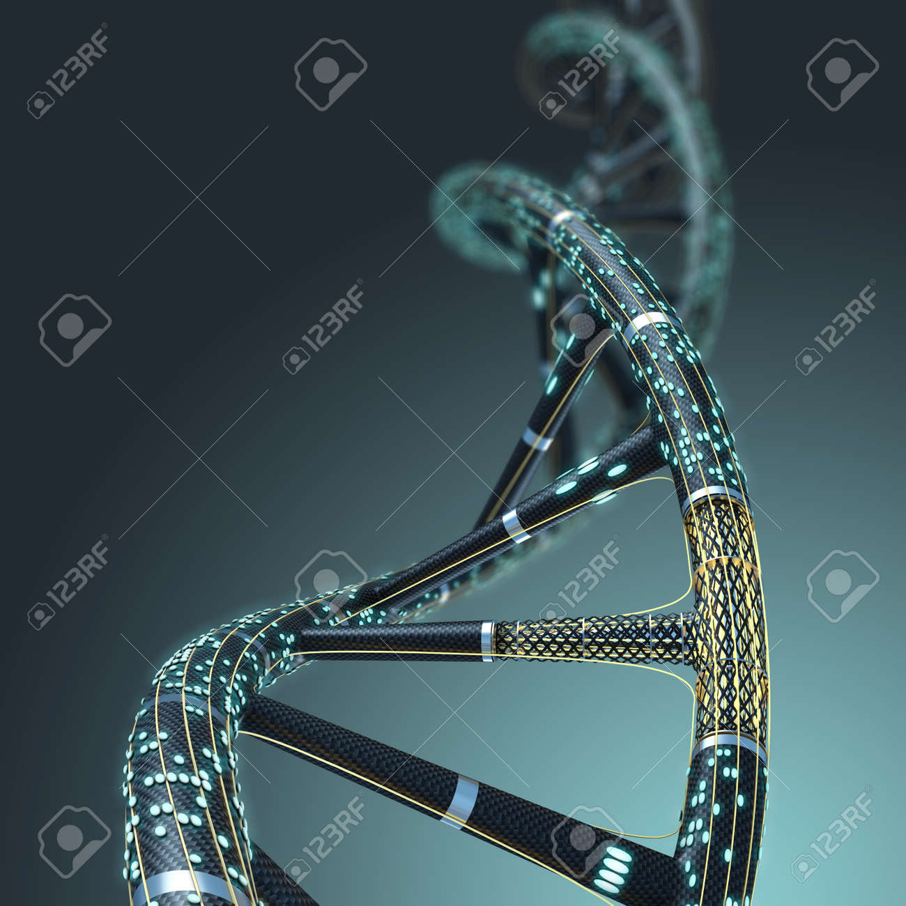 Artificial DNA molecule, the concept of artificial intelligence, on a dark background - 51350972 Artificial DNA molecule, the concept of artificial intelligence, on a dark background - 51350972