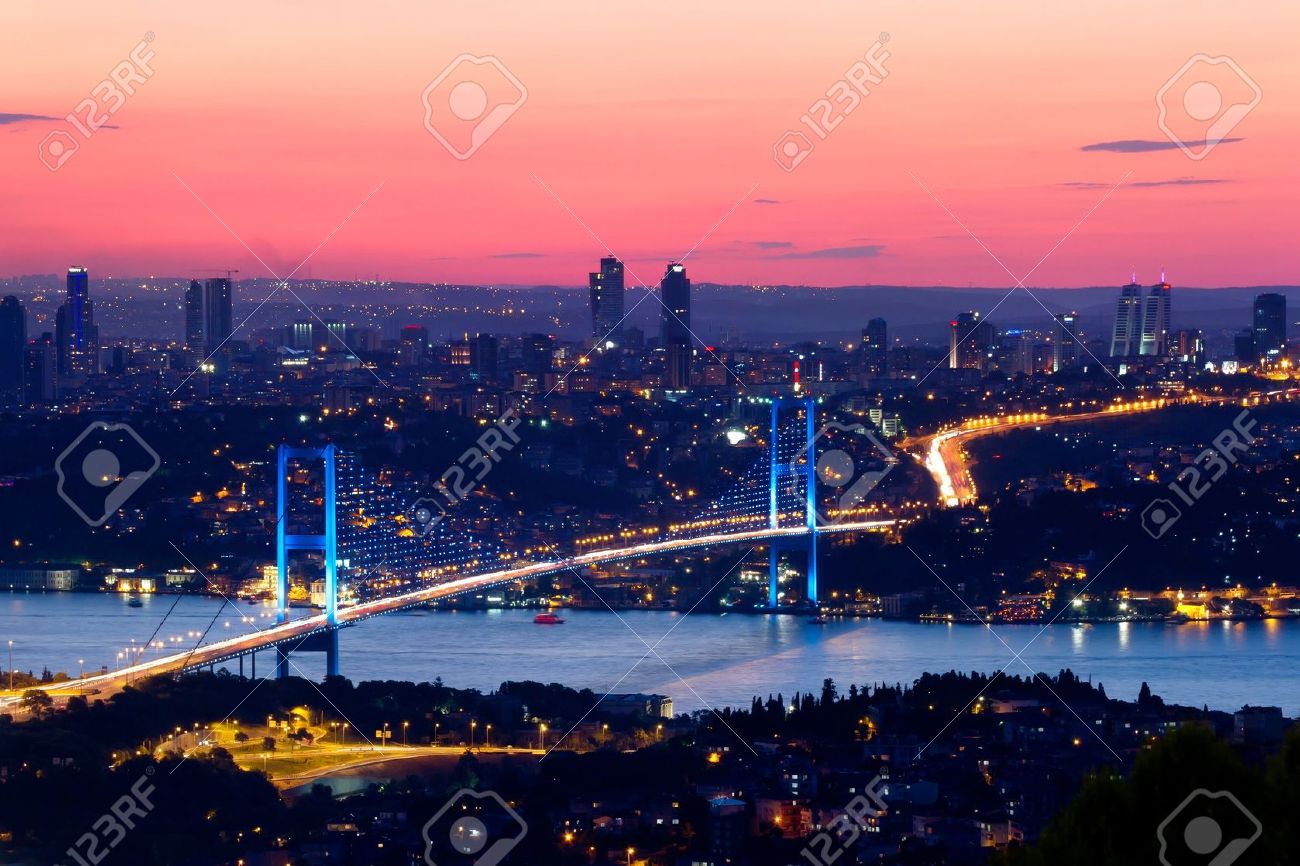 Istanbul Bosporus Bridge on sunset - 10043363 Istanbul Bosporus Bridge on sunset - 10043363