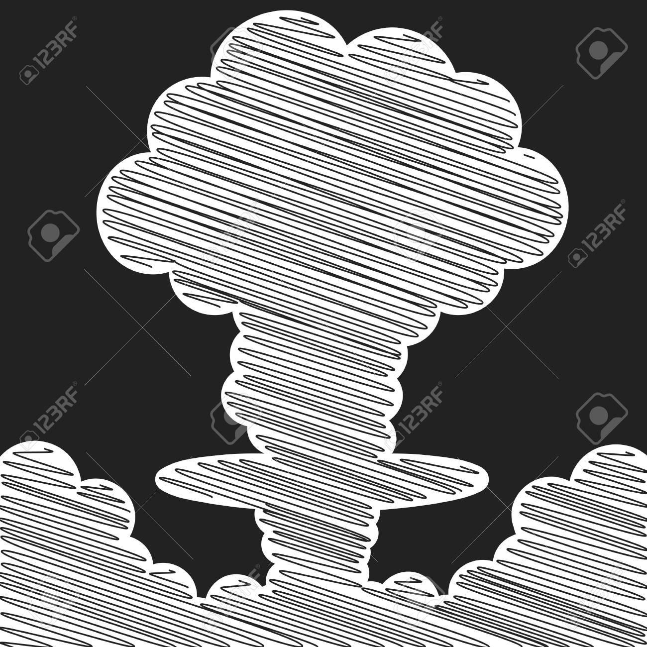 漫画コミック風核キノコ雲イラスト 原子爆発ベクトルクリップアート のイラスト素材 ベクタ Image