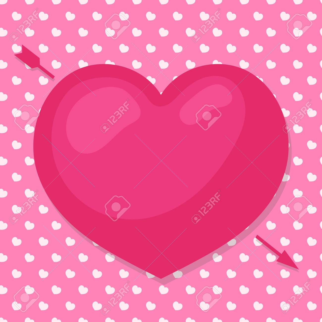 お願いとお祝いのラブリー ハートとかわいい背景使用の矢印幸せのバレンタインの日カード 休日の装飾の要素 ベクトル図 の写真素材 画像素材 Image