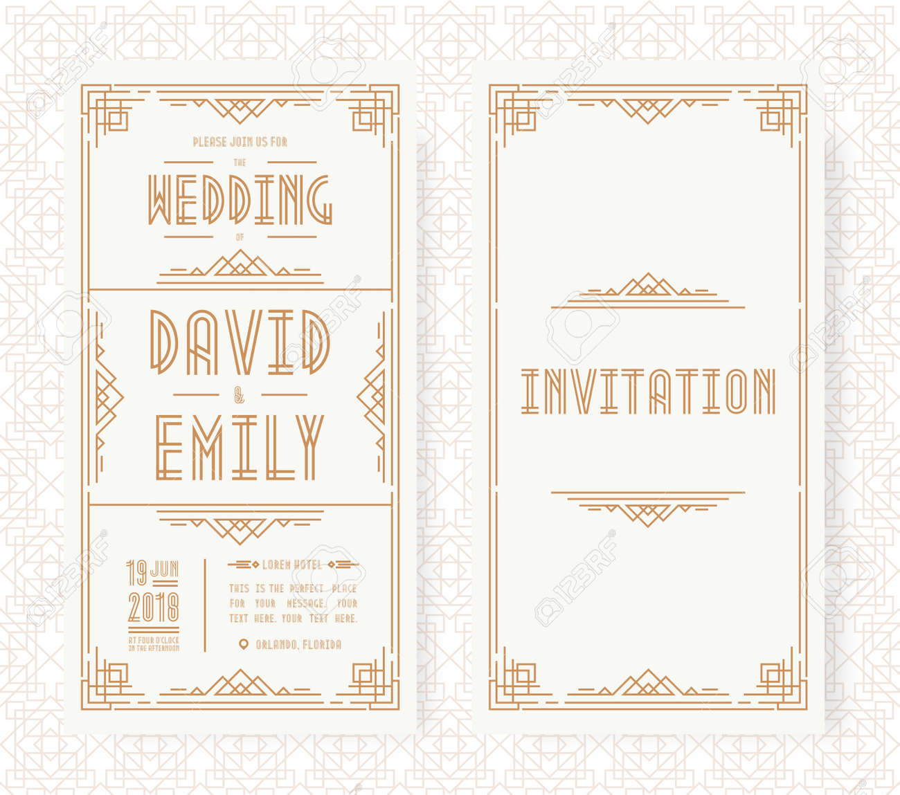 stock illustration art deco invitations