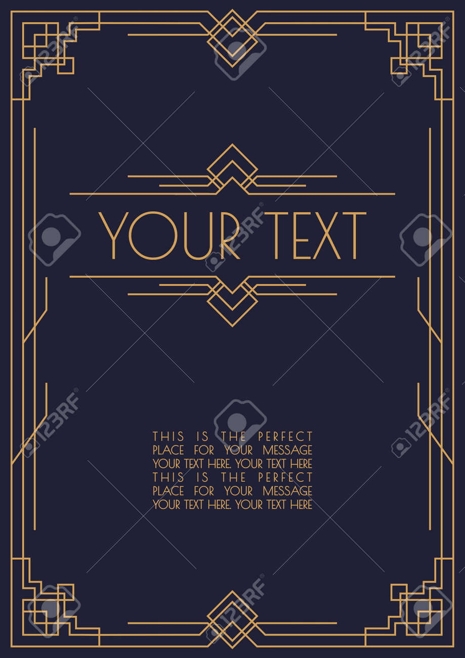 Invitation Template Art Deco And Arabic Style With Frame Line
