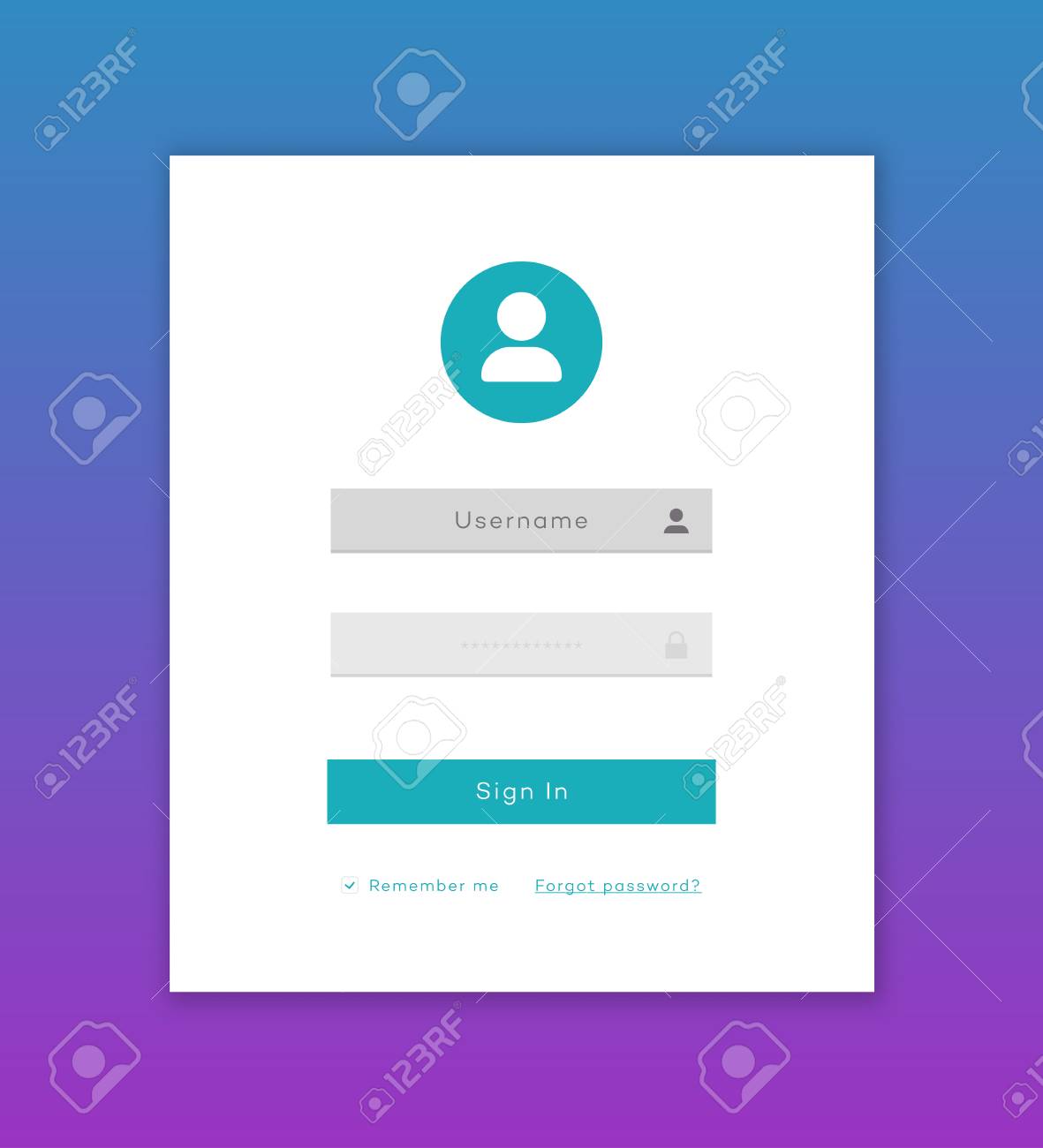vector login form page template on white background for app login template