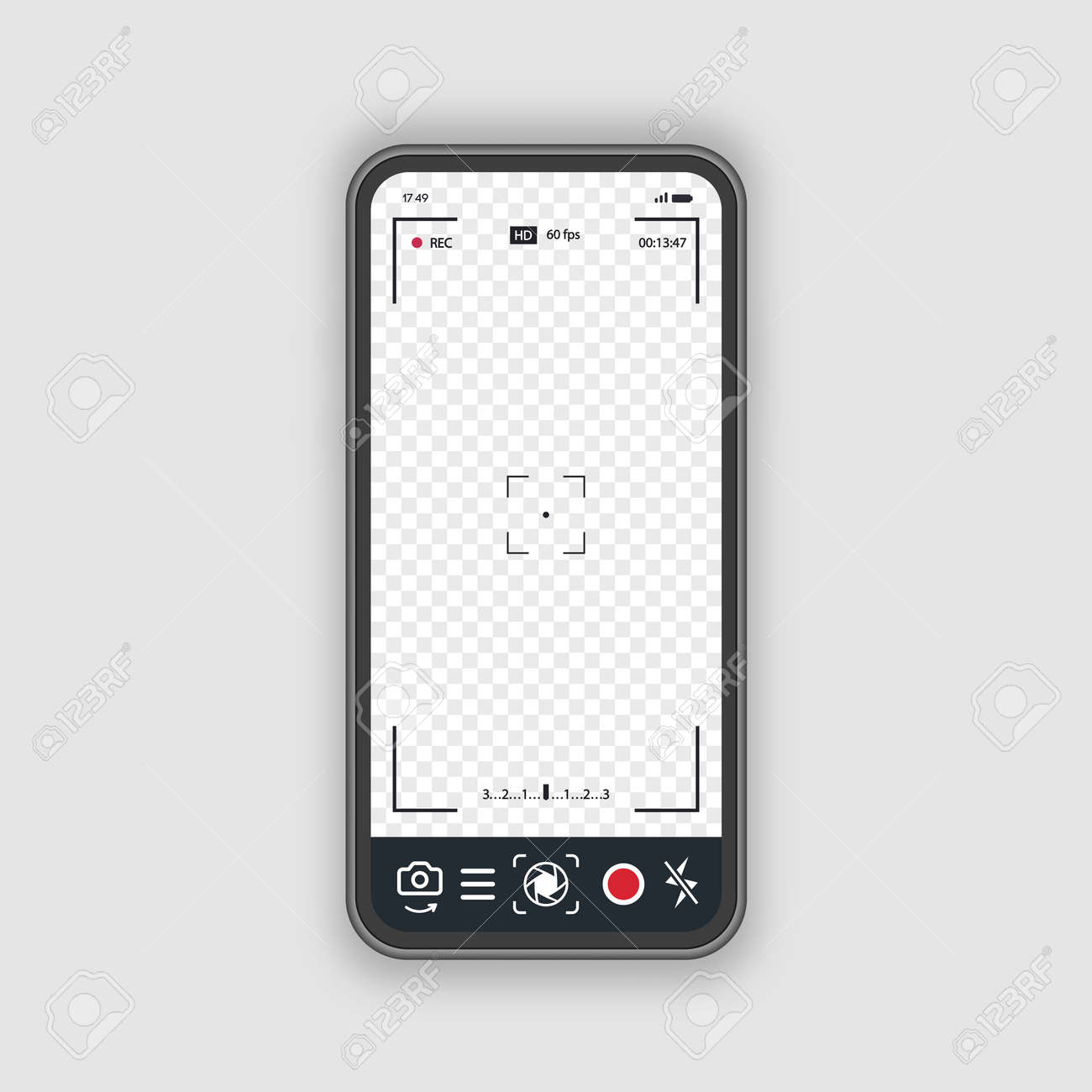 mobile phone with record frame camera concept viewfinder template template phone