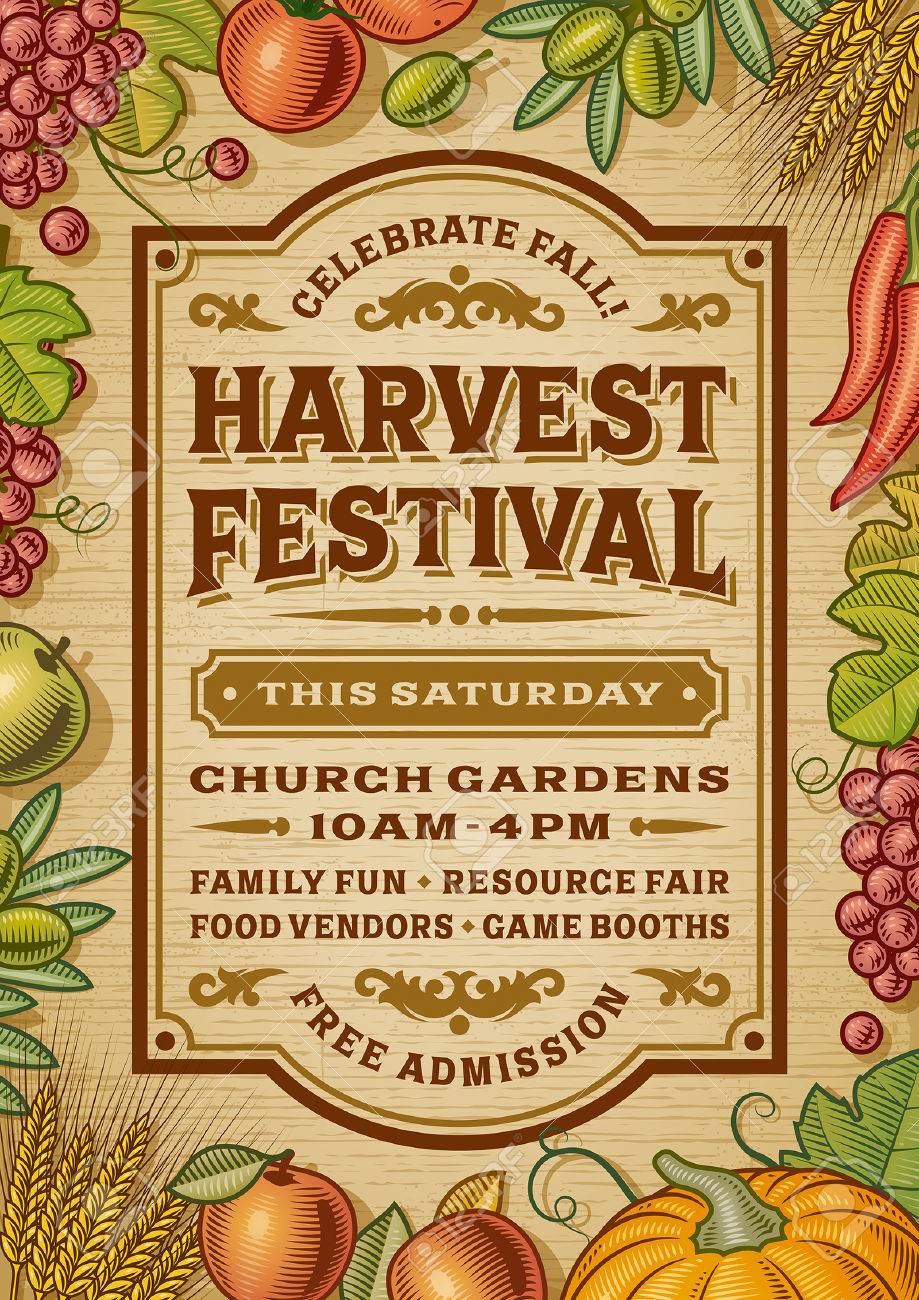 vintage harvest festival poster royalty free cliparts vectors and harvest festival posters