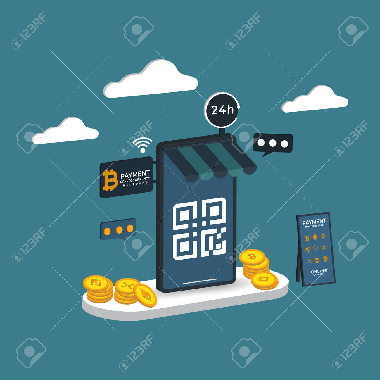 Online shopping 3D isometric Payment cryptography Vector illustration - 165927201 Online shopping 3D isometric Payment cryptography Vector illustration - 165927201
