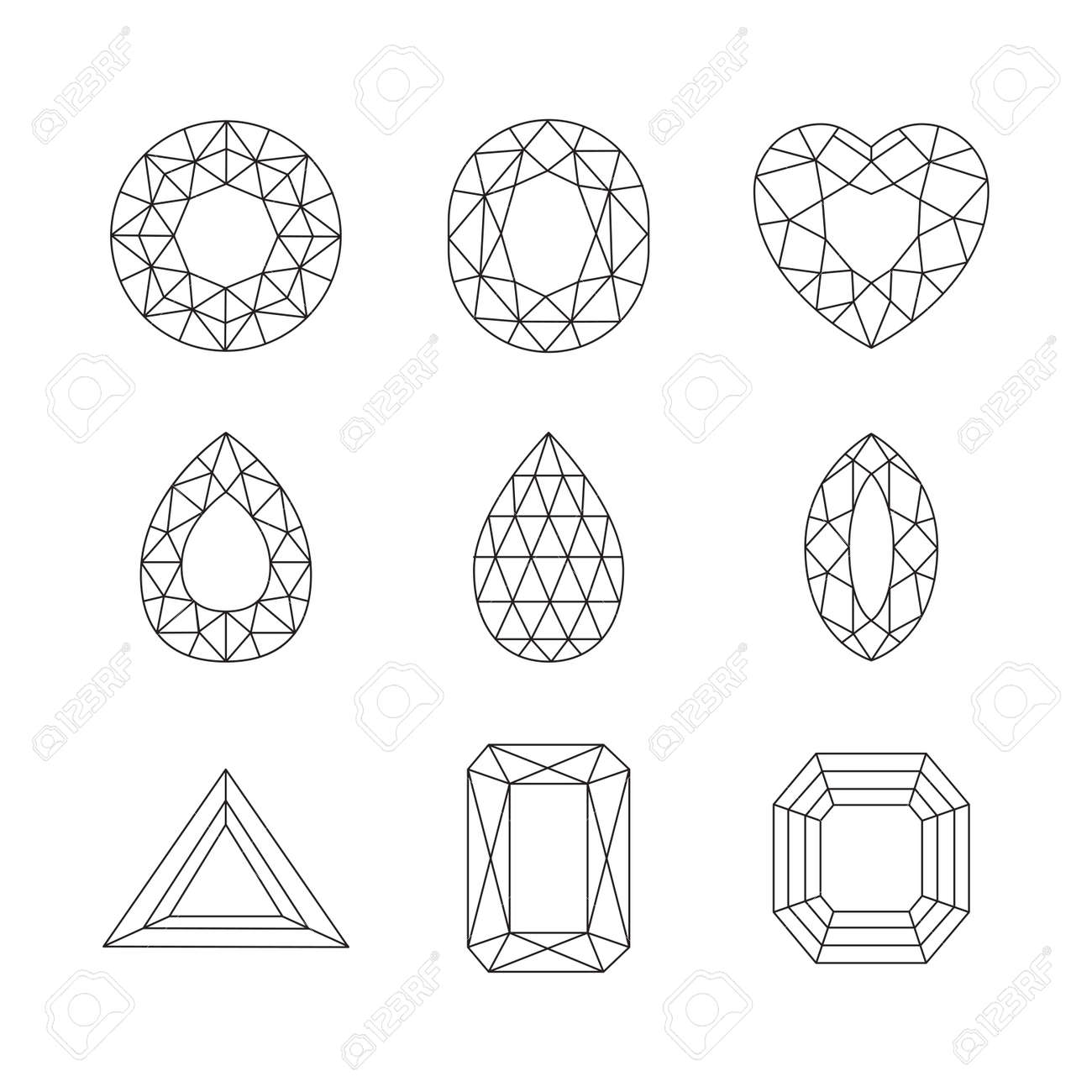 ダイヤモンドとルビーの線のアイコンを設定のイラスト素材 ベクタ Image ダイヤモンドとルビーの線のアイコンを設定のイラスト素材 ベクタ Image