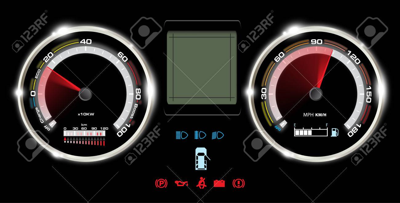 抽象的な車スピード メーターと表示 デジタル背景ベクトルのイラスト素材 ベクタ Image