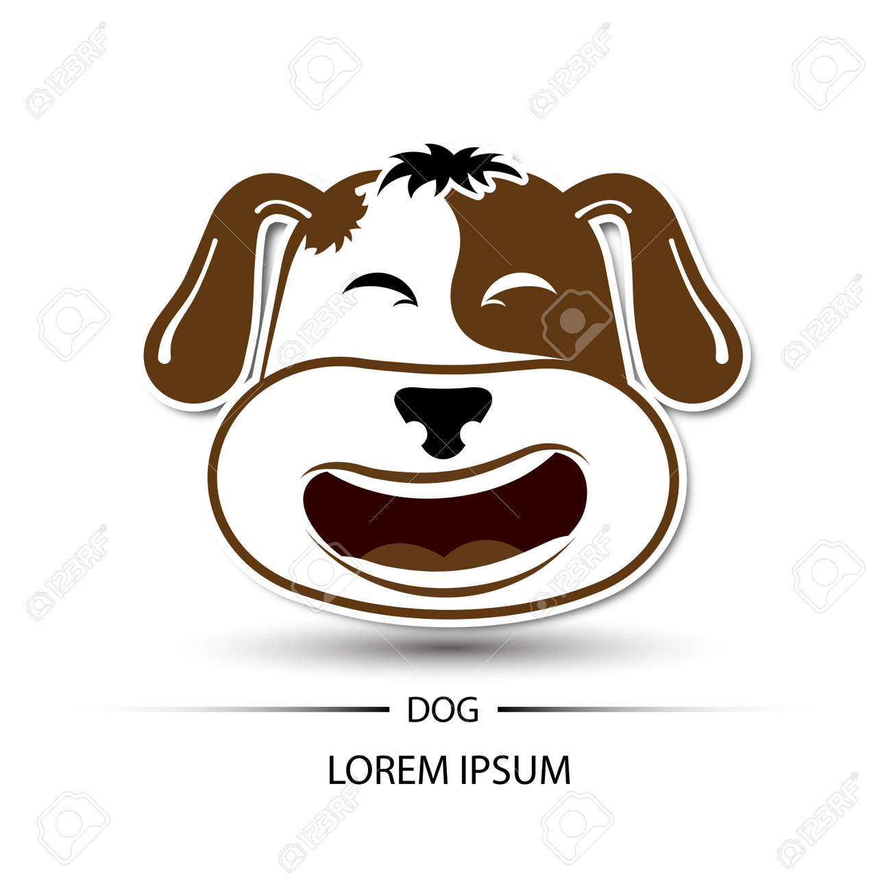 犬顔笑うと白背景の図 のイラスト素材 ベクタ Image