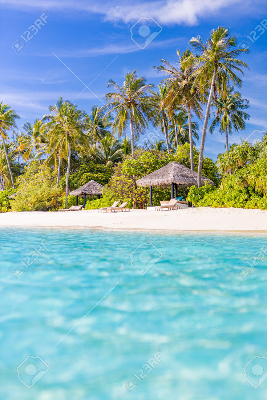 Summer Vacation Beach Blurred Background, View From Blue Sea
