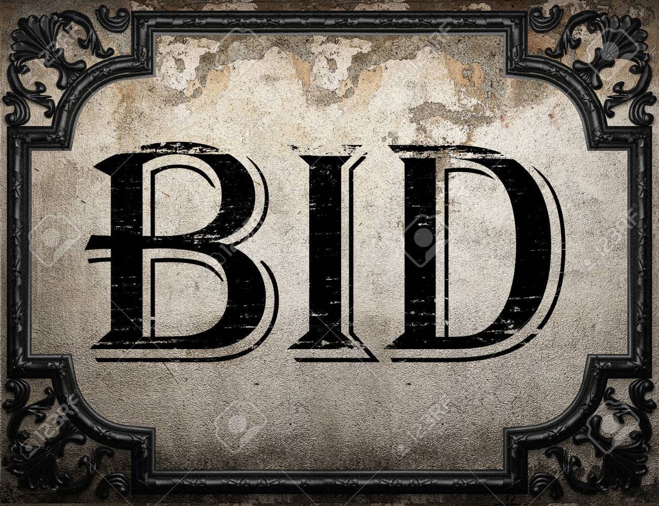 bid word on concrette wall stock photo picture and royalty free bid word