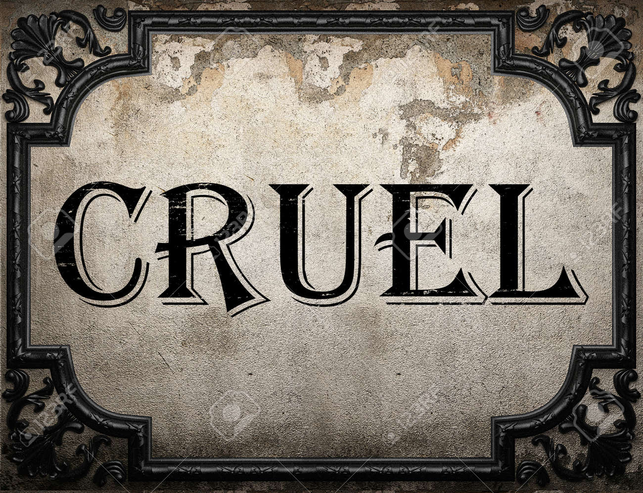 Cruel Word On Concrette Wall Stock Photo, Picture And Royalty Free ...